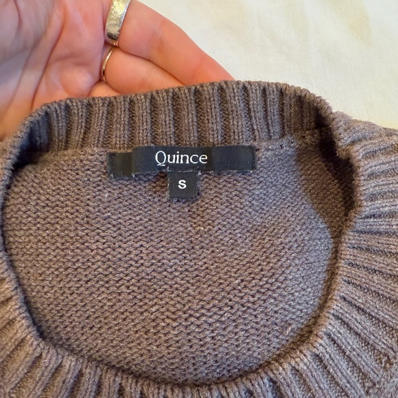 QUINCE 100% Organic Cotton Boyfriend Crew Sweater In Heather brown SMALL - Picture 3 of 4